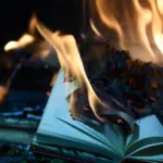 На изображении книга горит
