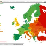 Карта Европы с цветовой разметкой стран по рейтингу правового положения ЛГБТ+