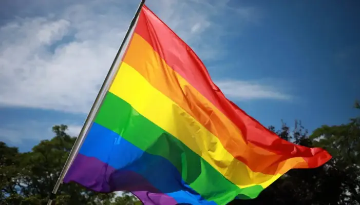 прайд-флаг на фоне неба