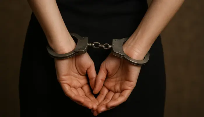 женские руки в наручниках за спиной