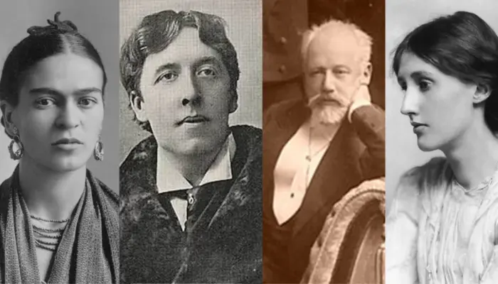 портреты Фриды Кало, Оскара Уайльда, Петра Чайковского и Вирджинии Вульф