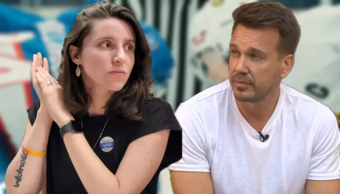 Портреты Марии Лацинской и Михаила Зыгаря на фоне постера "Жаркое соперничество"